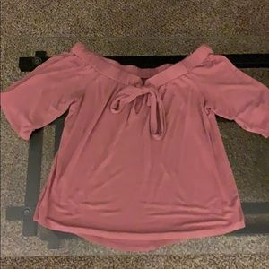 Blush pink off the shoulder top
